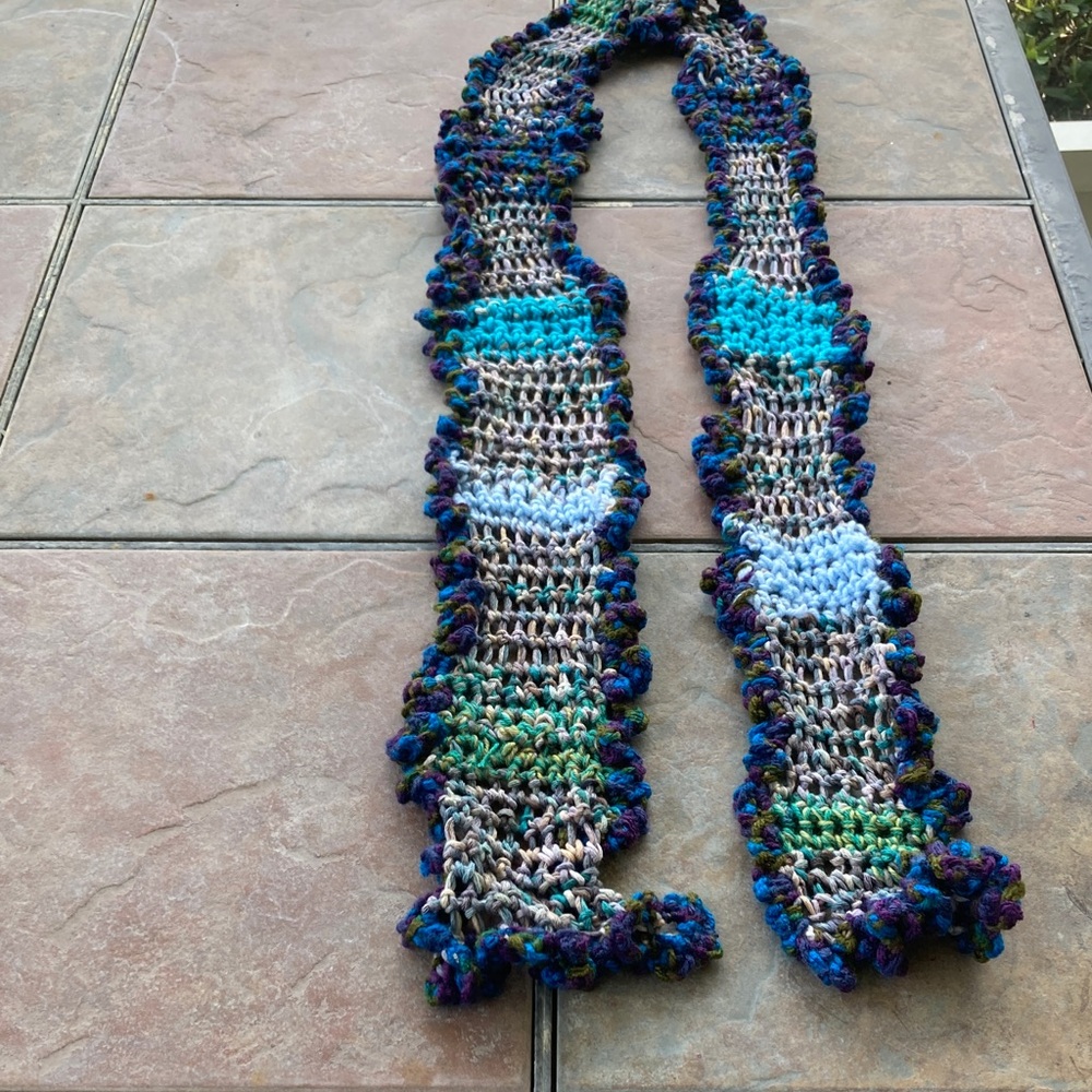 Handmade Multicolor Crochet Scarf - Women Accessories Scarves & Wraps